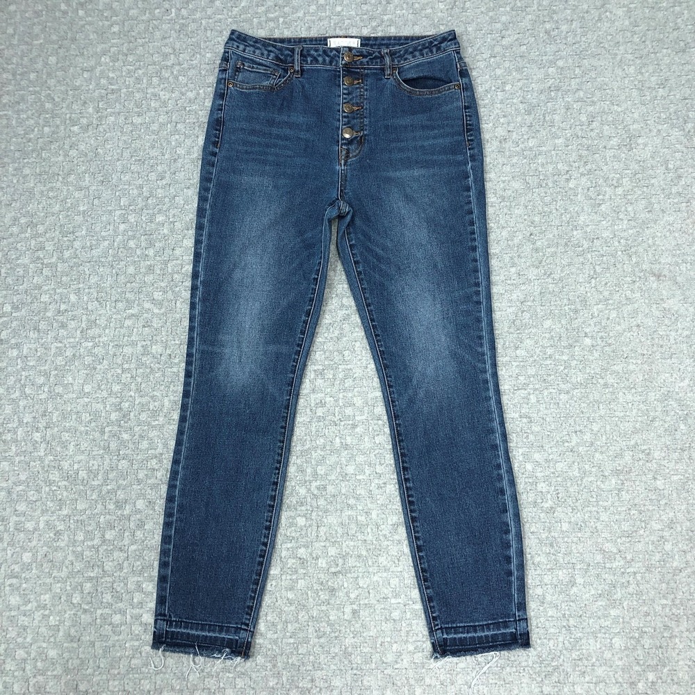 Harper Heritage Jeans Womens 30 Blue High Rise Skinny Button Fly Raw Hem Stretch